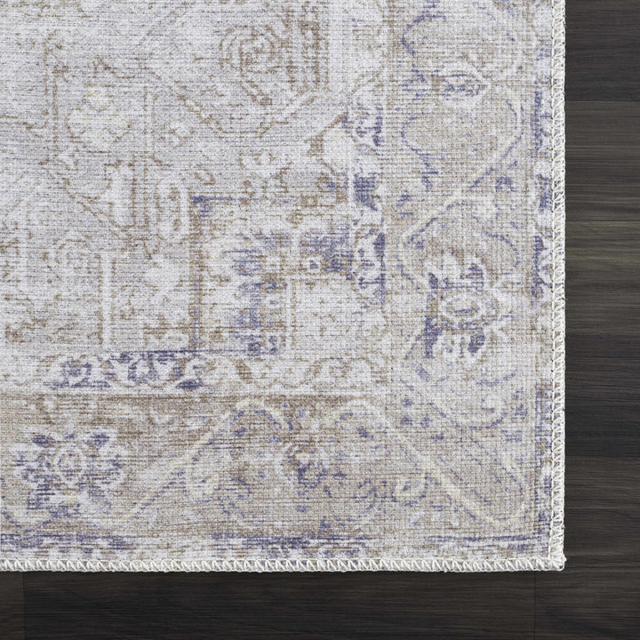 Traditional Design Brown, Violet and Beige Low pile Multi Size Area Rug - The Rug Decor