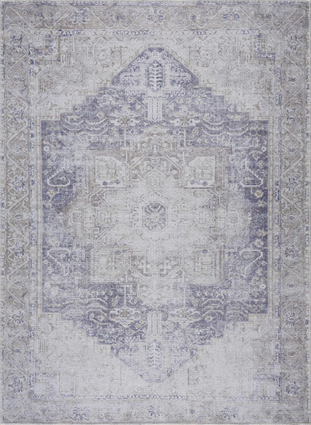 Traditional Design Brown, Violet and Beige Low pile Multi Size Area Rug - The Rug Decor