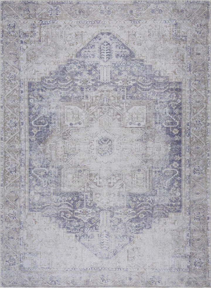 Traditional Design Brown, Violet and Beige Low pile Multi Size Area Rug - The Rug Decor