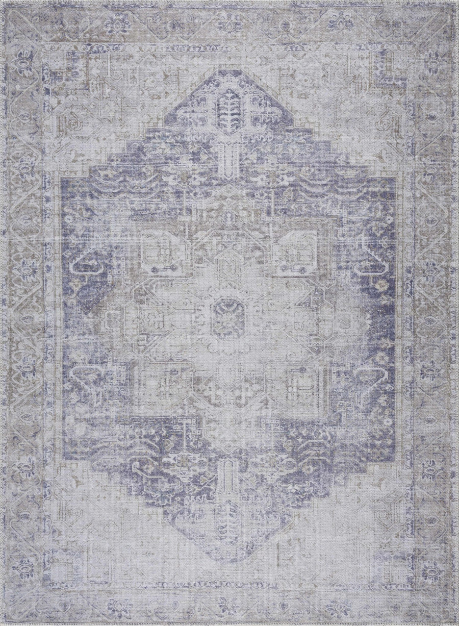 Traditional Design Brown, Violet and Beige Low pile Multi Size Area Rug - The Rug Decor