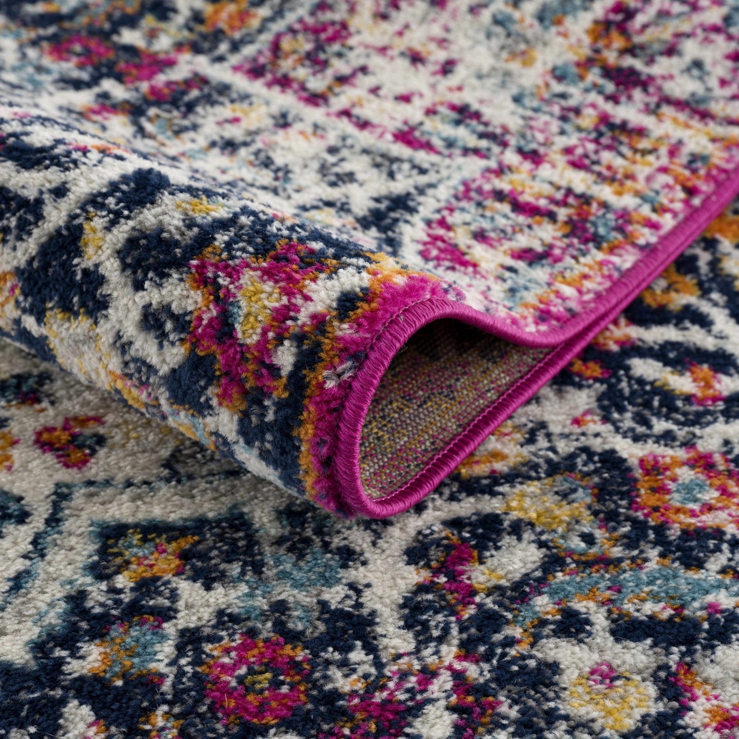 Traditional Design Heriz Ivory, Purple and Blue Premium look Medallion Area Rug - The Rug Decor