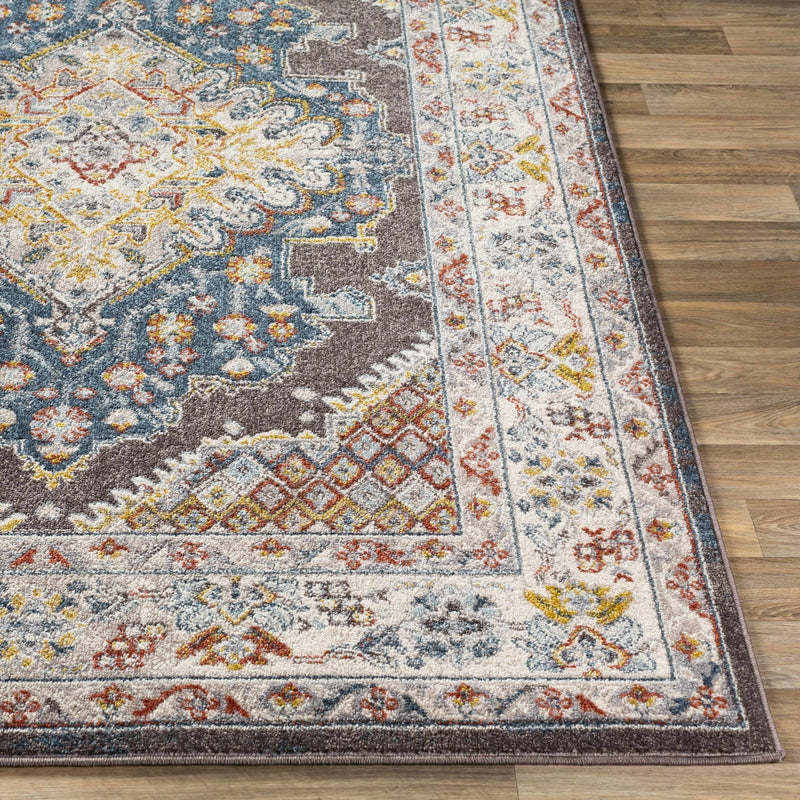 Traditional Design Heriz Serapi Cream, Charcoal, Blue, Gray, Mustard, red area rug - The Rug Decor