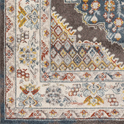 Traditional Design Heriz Serapi Cream, Charcoal, Blue, Gray, Mustard, red area rug - The Rug Decor