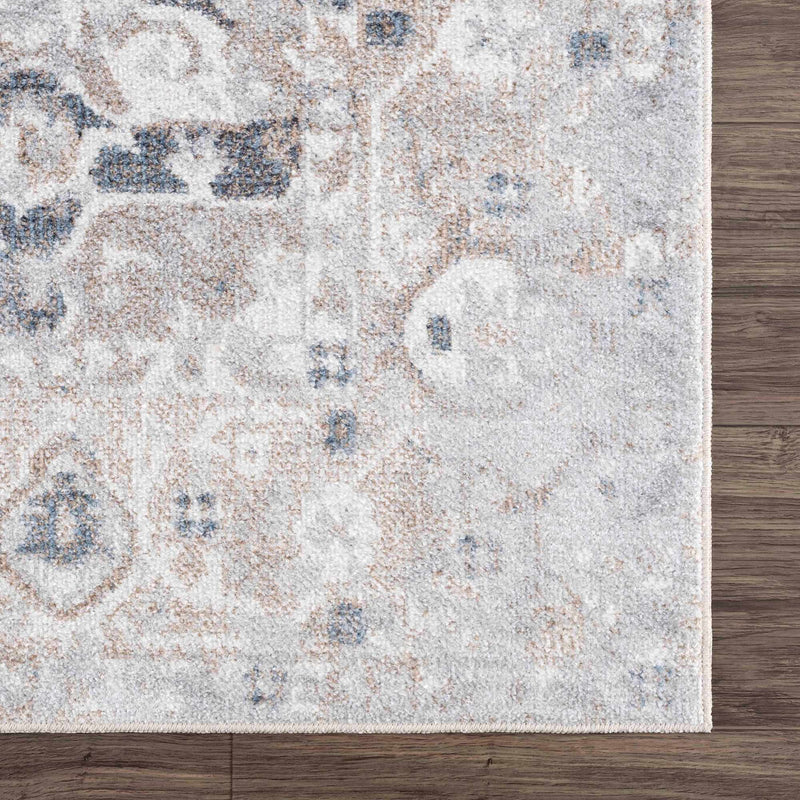 Traditional Design Peach, Ivory, Silver and Charcoal Machine Washable Multi size Rug - The Rug Decor