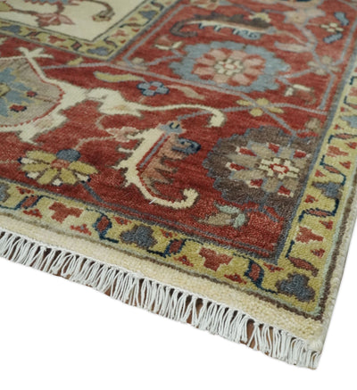 Traditional Floral Beige and Brown Vintage Style Hand knotted 8x10 wool Area Rug - The Rug Decor