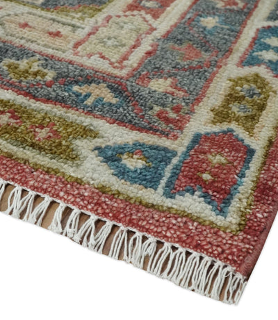 Traditional Floral Rust, Charcoal and Ivory Hand knotted 8x10 wool Area Rug - The Rug Decor