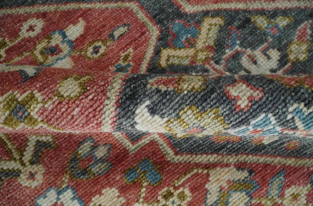 Traditional Floral Rust, Charcoal and Ivory Hand knotted 8x10 wool Area Rug - The Rug Decor