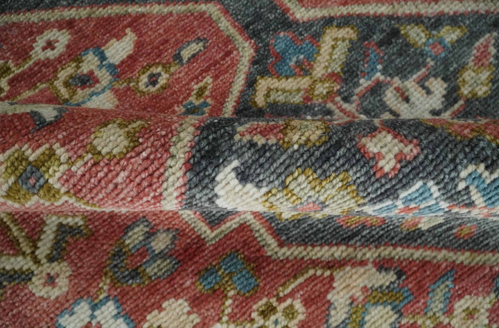 Traditional Floral Rust, Charcoal and Ivory Hand knotted 8x10 wool Area Rug - The Rug Decor