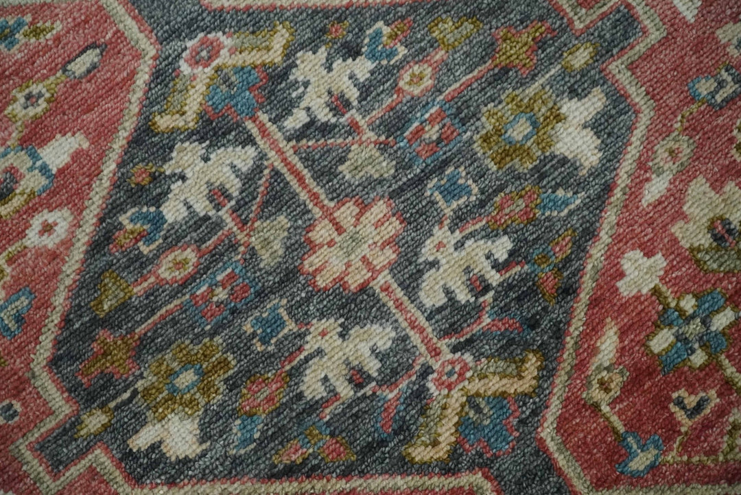 Traditional Floral Rust, Charcoal and Ivory Hand knotted 8x10 wool Area Rug - The Rug Decor