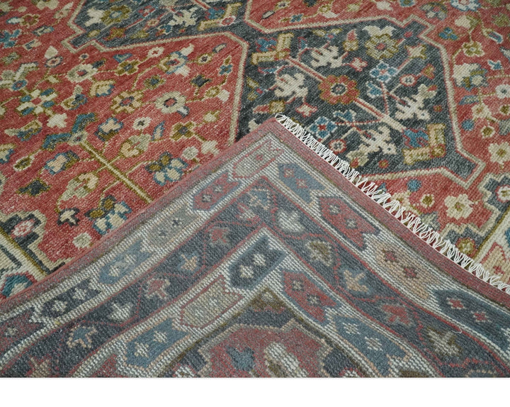 Traditional Floral Rust, Charcoal and Ivory Hand knotted Custom Made wool Area Rug - The Rug Decor