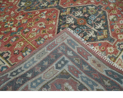 Traditional Floral Rust, Charcoal and Ivory Hand knotted Custom Made wool Area Rug - The Rug Decor