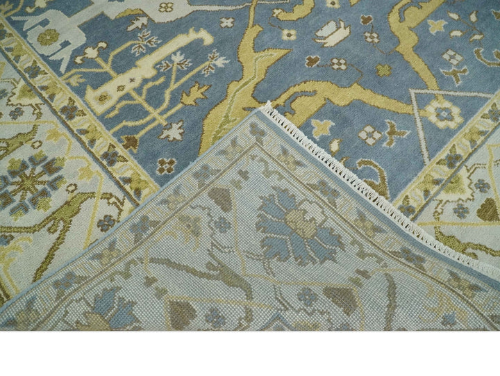 Traditional Hand Knotted 8x10 Oriental Oushak Silver, Ivory and Beige Wool Area Rug | TRDCP1168810 - The Rug Decor