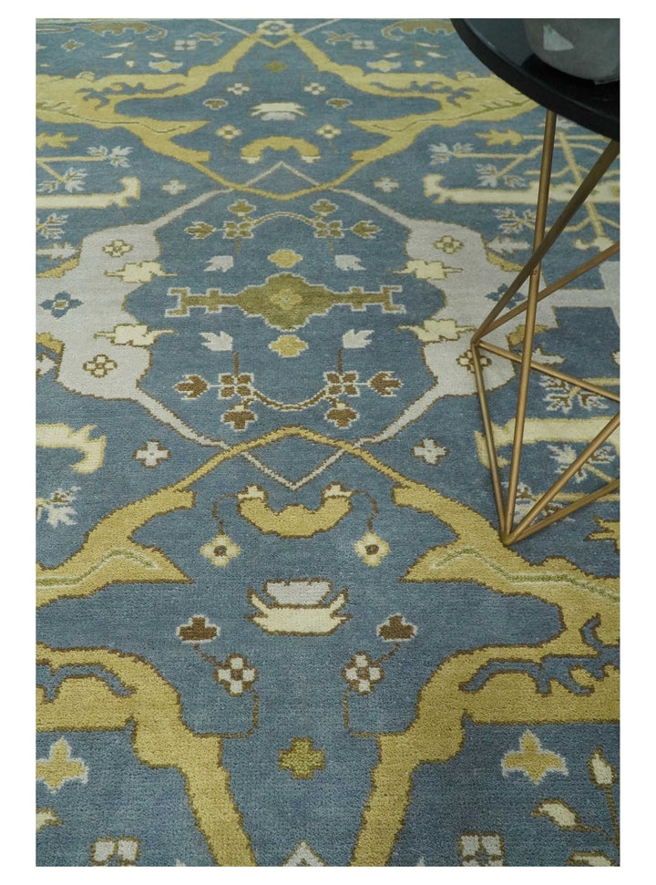 Traditional Hand Knotted 8x10 Oriental Oushak Silver, Ivory and Beige Wool Area Rug | TRDCP1168810 - The Rug Decor