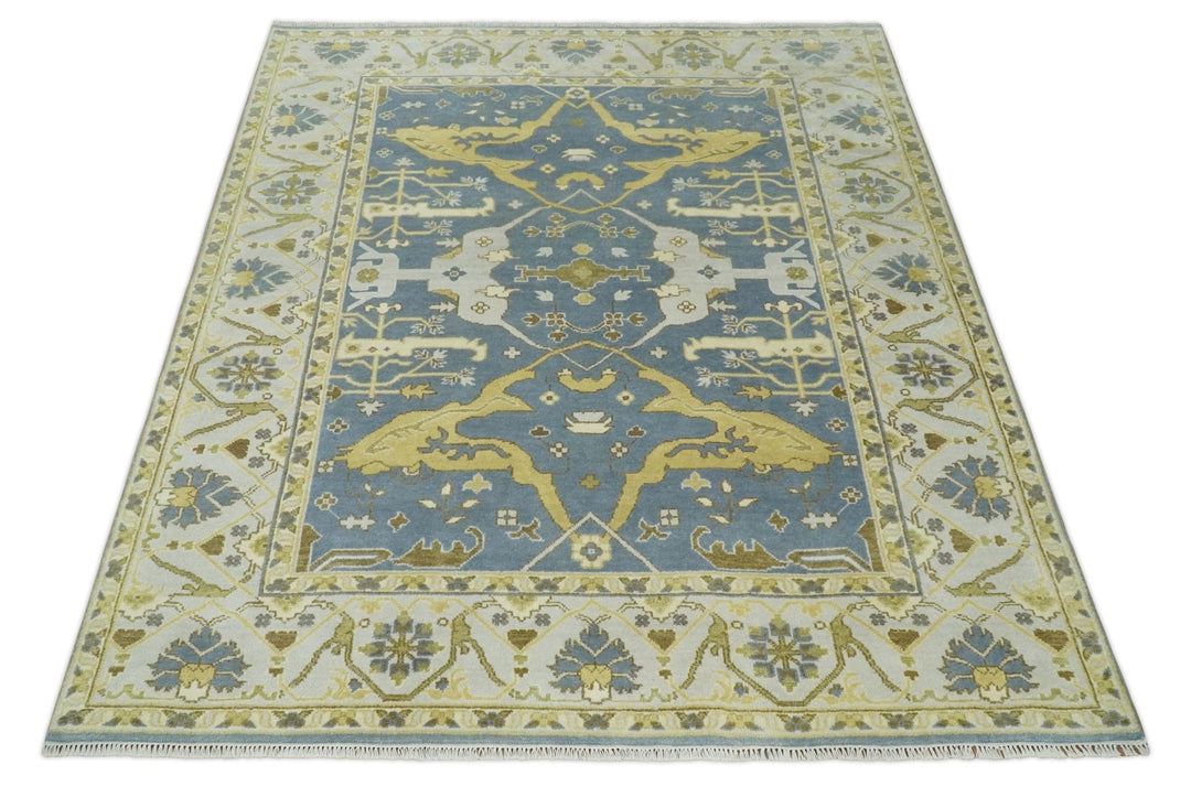 Traditional Hand Knotted 8x10 Oriental Oushak Silver, Ivory and Beige Wool Area Rug | TRDCP1168810 - The Rug Decor
