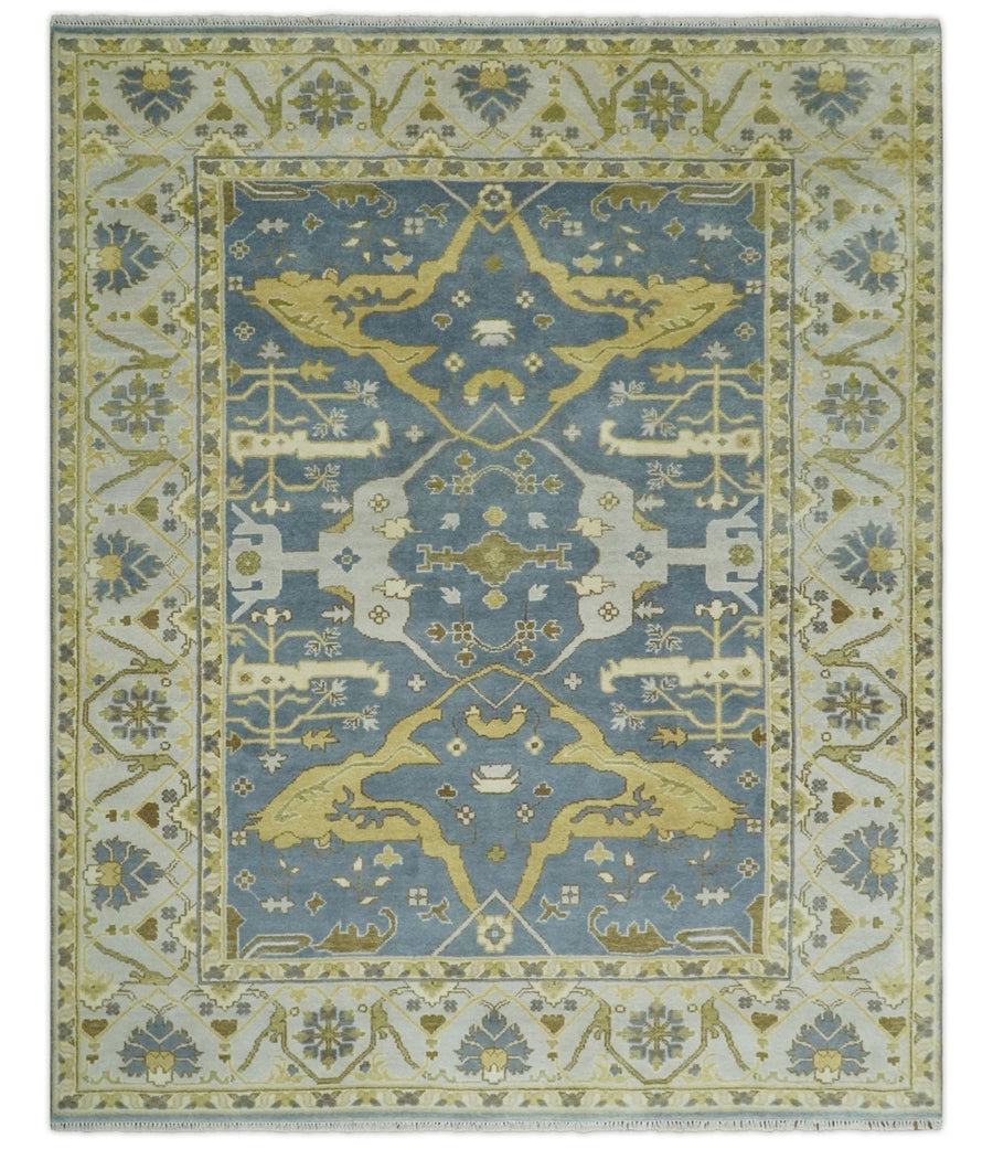 Traditional Hand Knotted 8x10 Oriental Oushak Silver, Ivory and Beige Wool Area Rug | TRDCP1168810 - The Rug Decor