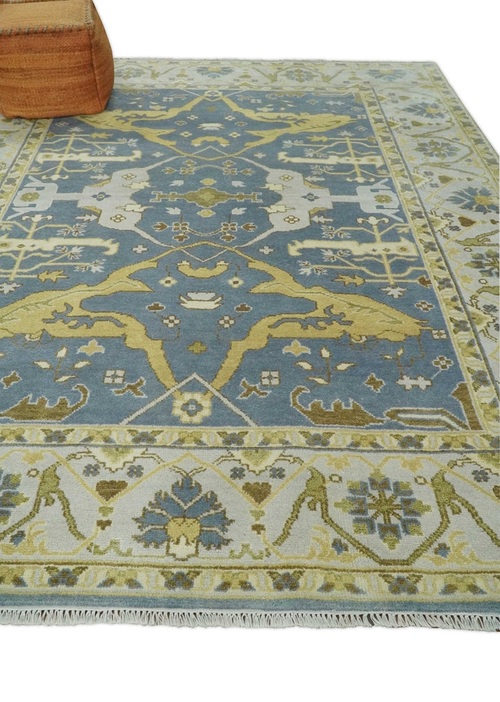 Traditional Hand Knotted 8x10 Oriental Oushak Silver, Ivory and Beige Wool Area Rug | TRDCP1168810 - The Rug Decor