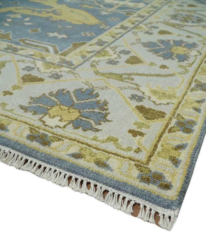 Traditional Hand Knotted 8x10 Oriental Oushak Silver, Ivory and Beige Wool Area Rug | TRDCP1168810 - The Rug Decor