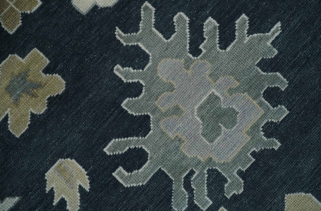 Traditional Hand Knotted Black, Beige, Silver and Ivory Multi Size Oushak Wool Area Rug - The Rug Decor
