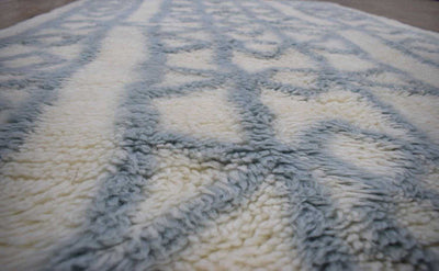 Traditional Hand Made New Zealand Wool Light Blue Moroccan 4' x 6' Rug | The Rug Decor | TRD171446 - The Rug Decor