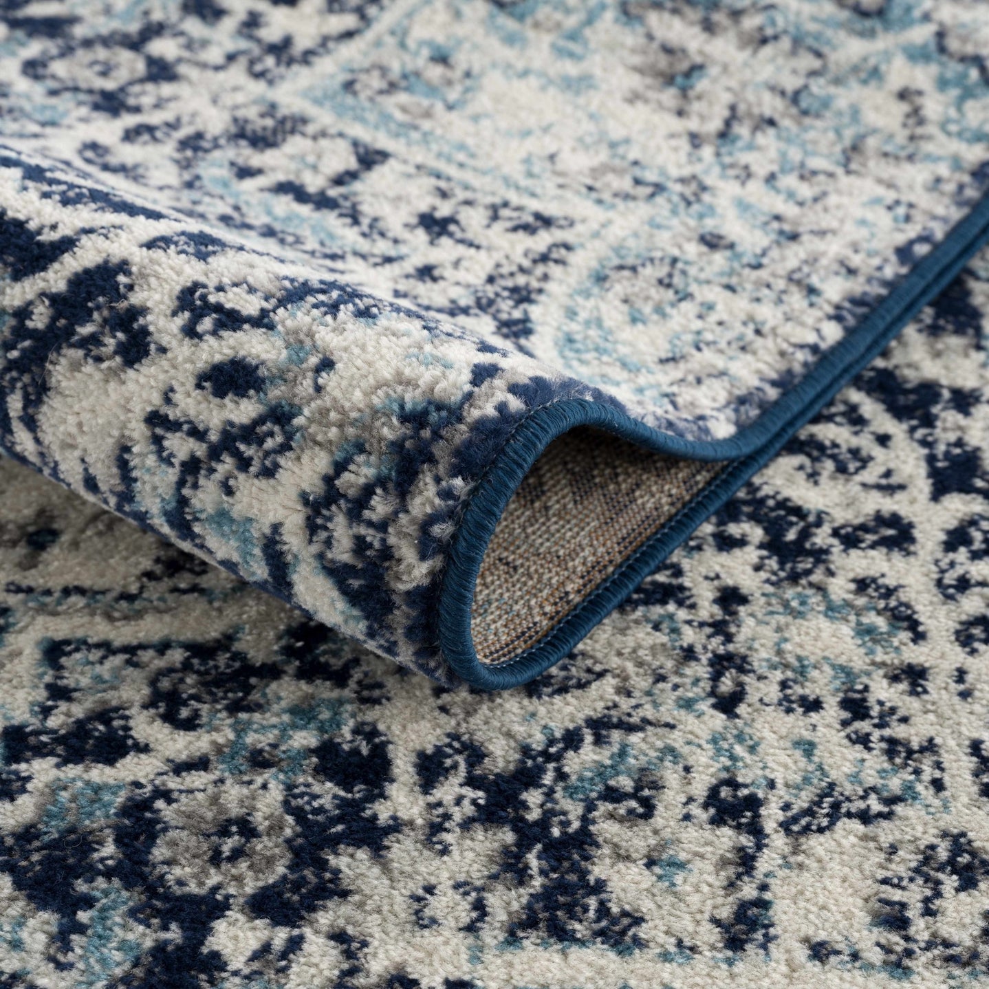 Traditional Heriz Beige, Blue and Gray Premium look Medallion Area Rug - The Rug Decor