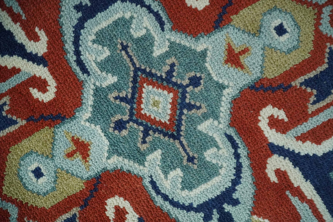 Traditional Heriz Brown, Blue and Gray Hand Knotted Custom Made Wool Area Rug - The Rug Decor