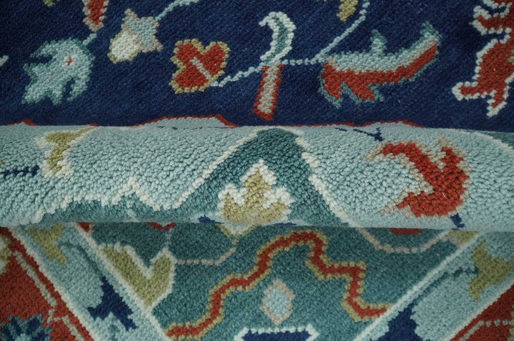 Traditional Heriz Brown, Blue and Gray Hand Knotted Custom Made Wool Area Rug - The Rug Decor