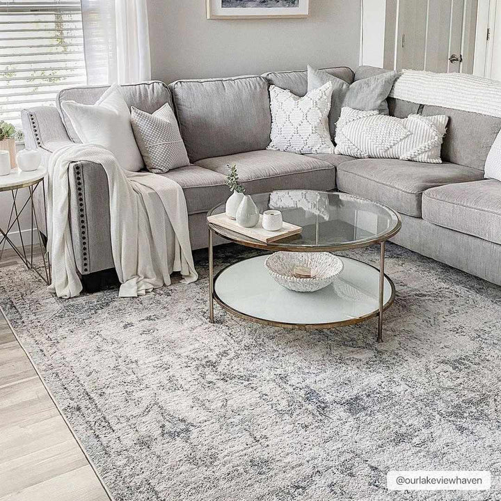 Traditional Heriz Design Beige, Blue and Brown Medium Pile Area Rug - The Rug Decor
