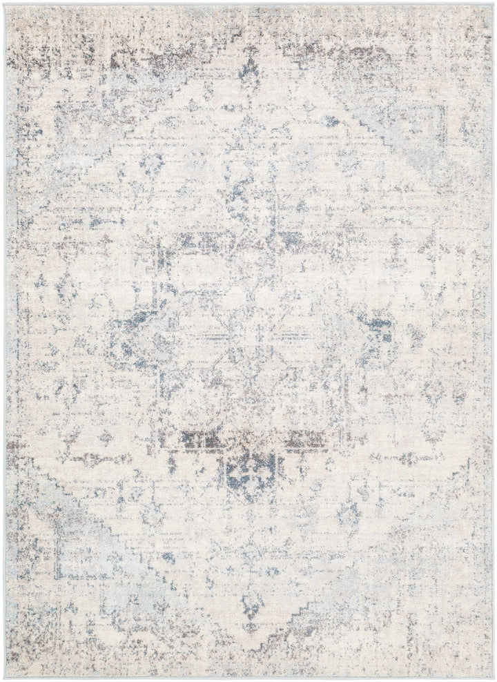 Traditional Heriz Design Beige, Blue and Brown Medium Pile Area Rug - The Rug Decor