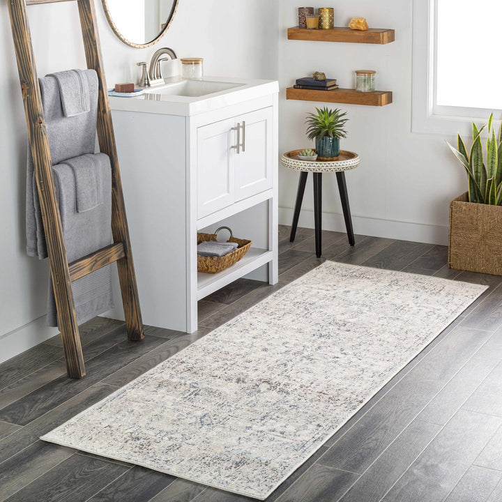 Traditional Heriz Design Beige, Blue and Brown Medium Pile Area Rug - The Rug Decor