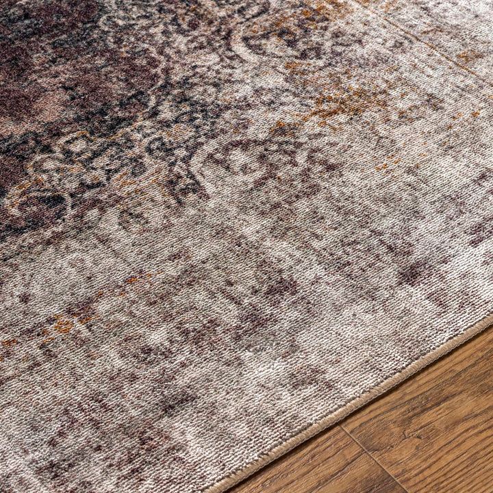 Traditional Heriz Design Beige, Brown and Gold Low Pile Washable Area Rug - The Rug Decor