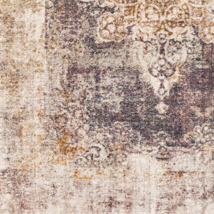 Traditional Heriz Design Beige, Brown and Gold Low Pile Washable Area Rug - The Rug Decor