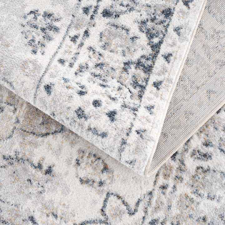 Traditional Heriz Design Beige, Silver and Charcoal washable Area Rug - The Rug Decor