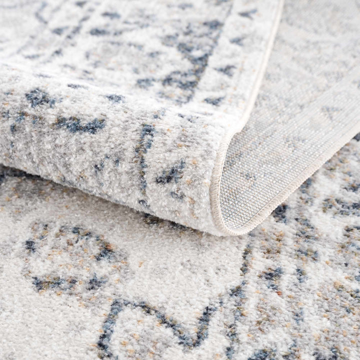 Traditional Heriz Design Beige, Silver and Charcoal washable Area Rug - The Rug Decor