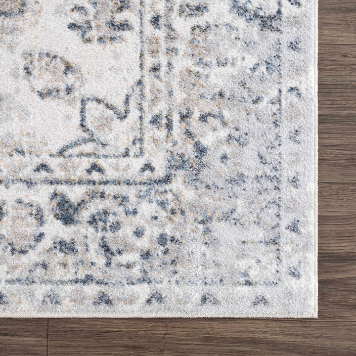 Traditional Heriz Design Beige, Silver and Charcoal washable Area Rug - The Rug Decor
