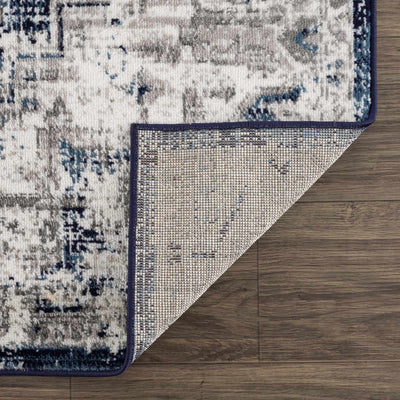 Traditional Heriz Design Blue, Gray and Ivory Jute Backing Area Rug - The Rug Decor