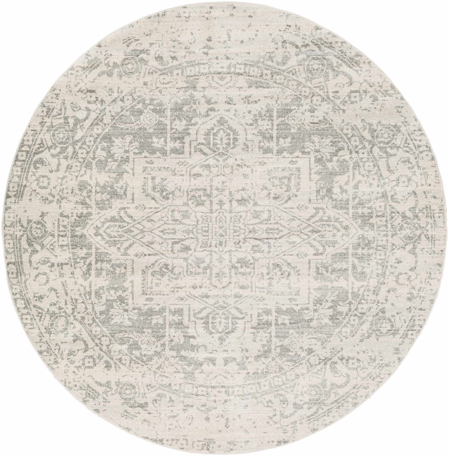 Traditional Heriz Design Gray and Beige Medallion Area Rug - The Rug Decor