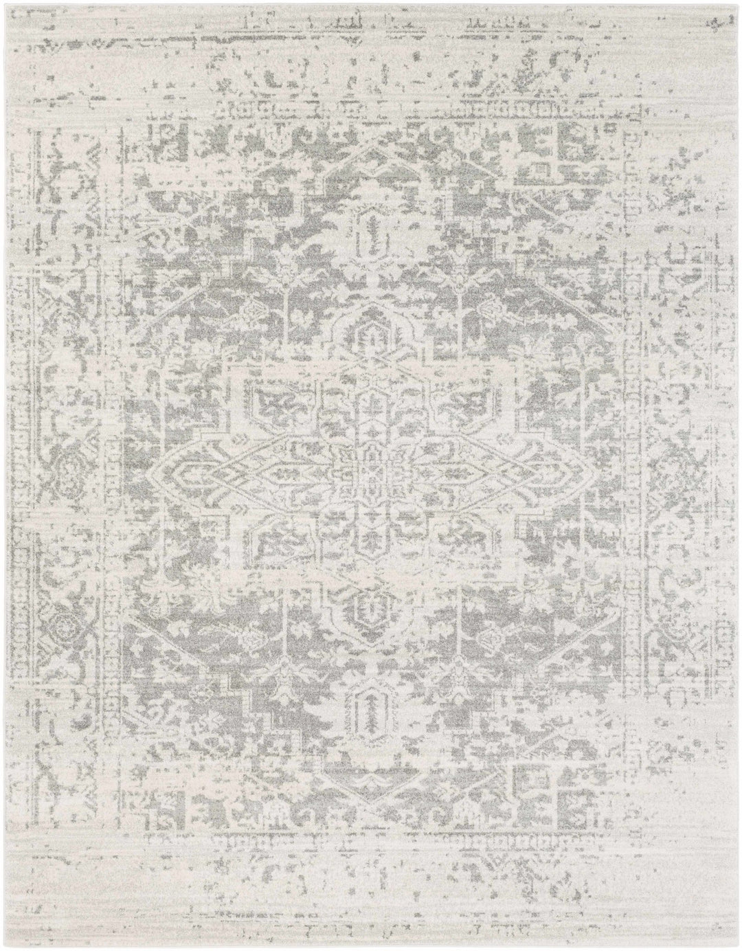 Traditional Heriz Design Gray and Beige Medallion Area Rug - The Rug Decor