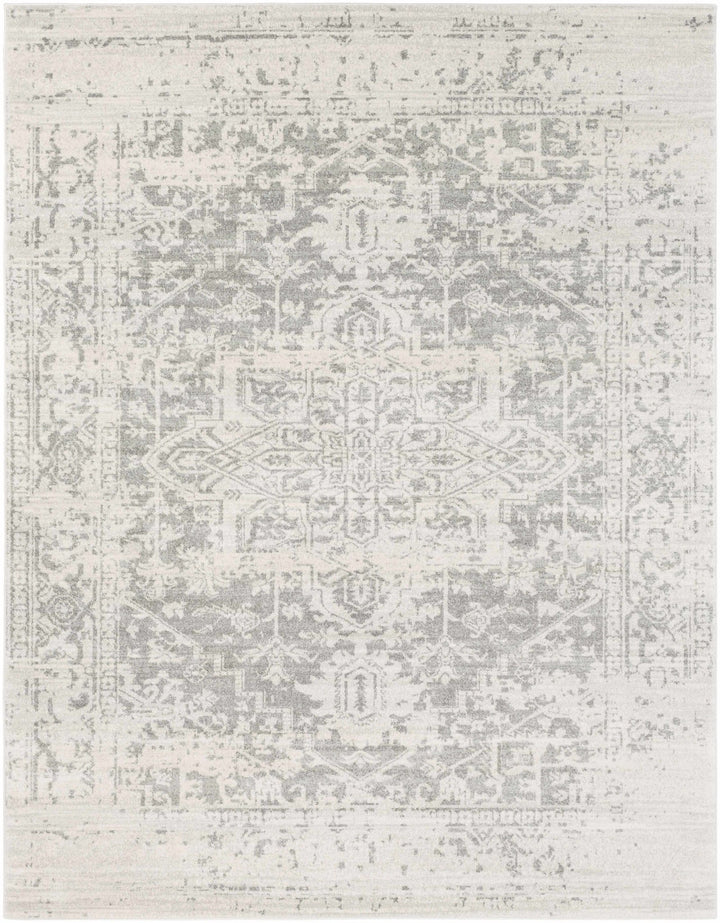 Traditional Heriz Design Gray and Beige Medallion Area Rug - The Rug Decor