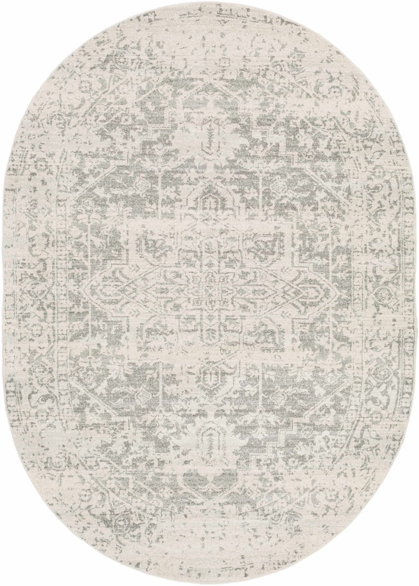 Traditional Heriz Design Gray and Beige Medallion Area Rug - The Rug Decor