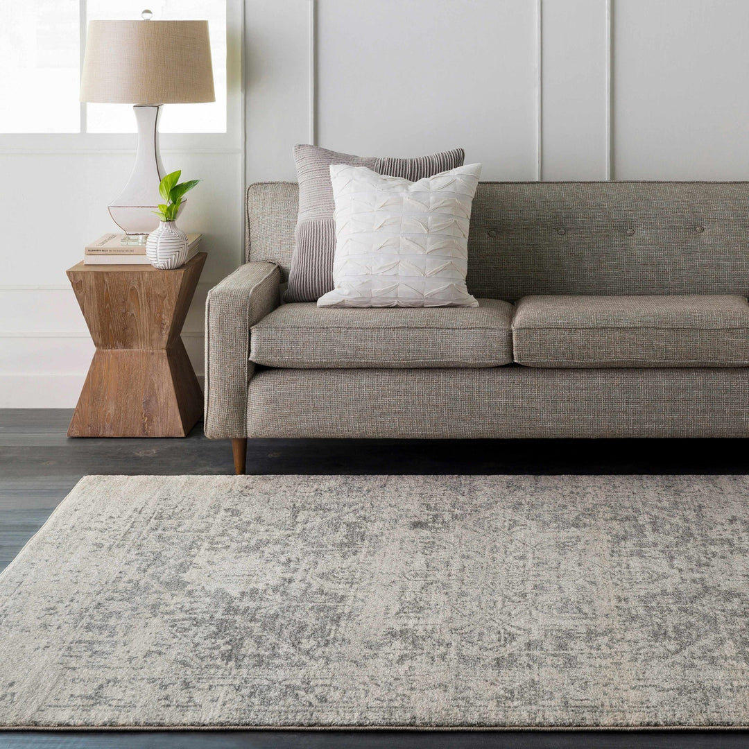 Traditional Heriz Design Gray and Beige Medallion Area Rug - The Rug Decor