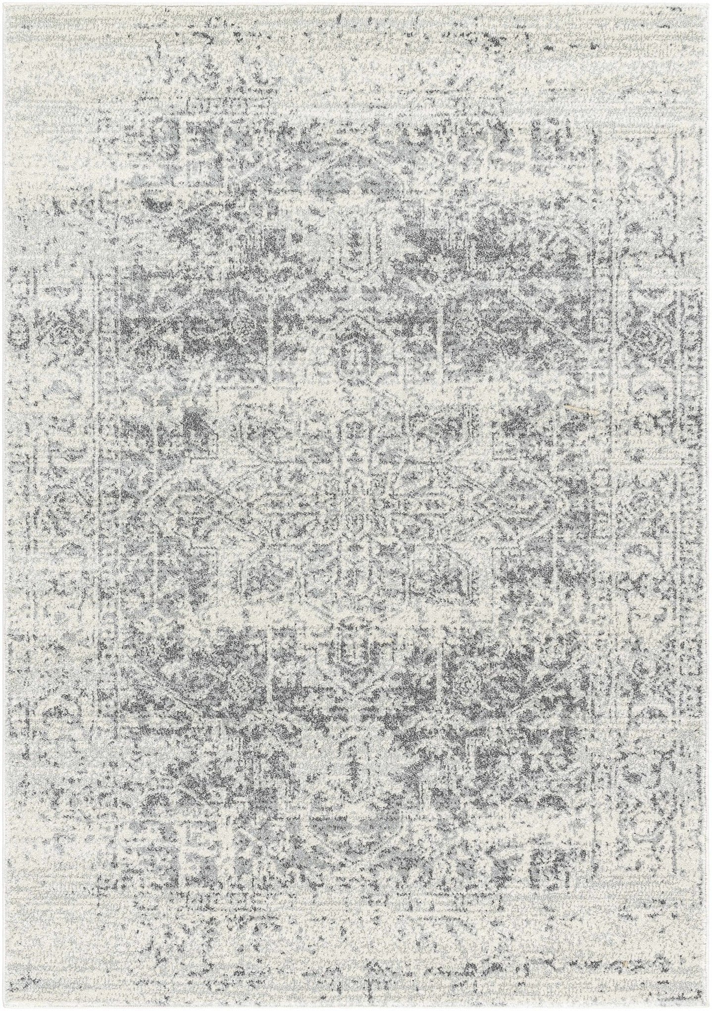 Traditional Heriz Design Gray and Beige Medallion Area Rug - The Rug Decor