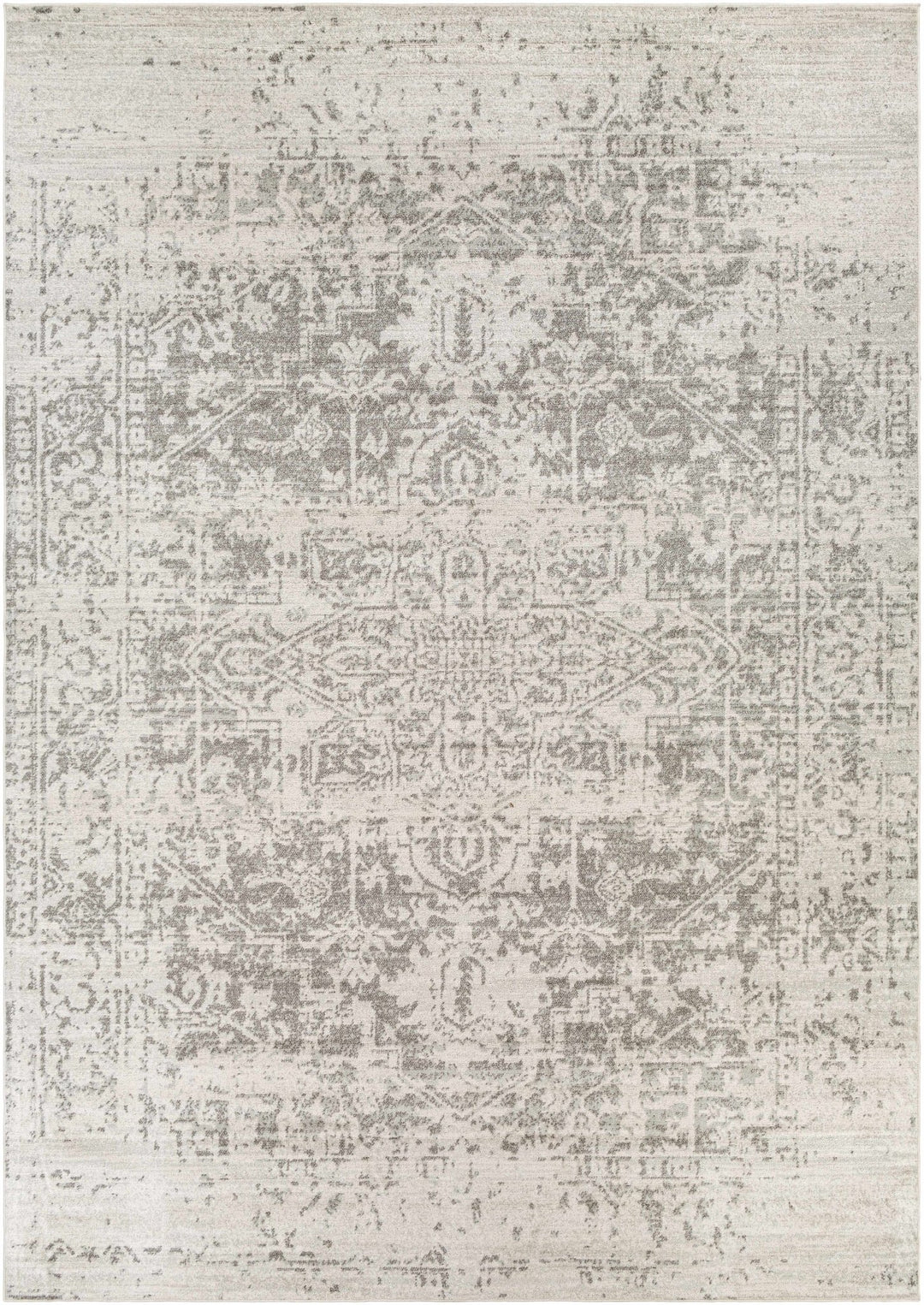 Traditional Heriz Design Gray and Beige Medallion Area Rug - The Rug Decor