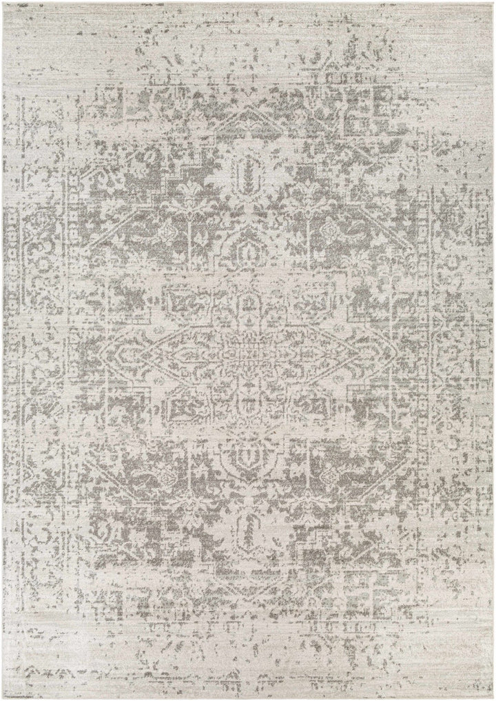 Traditional Heriz Design Gray and Beige Medallion Area Rug - The Rug Decor