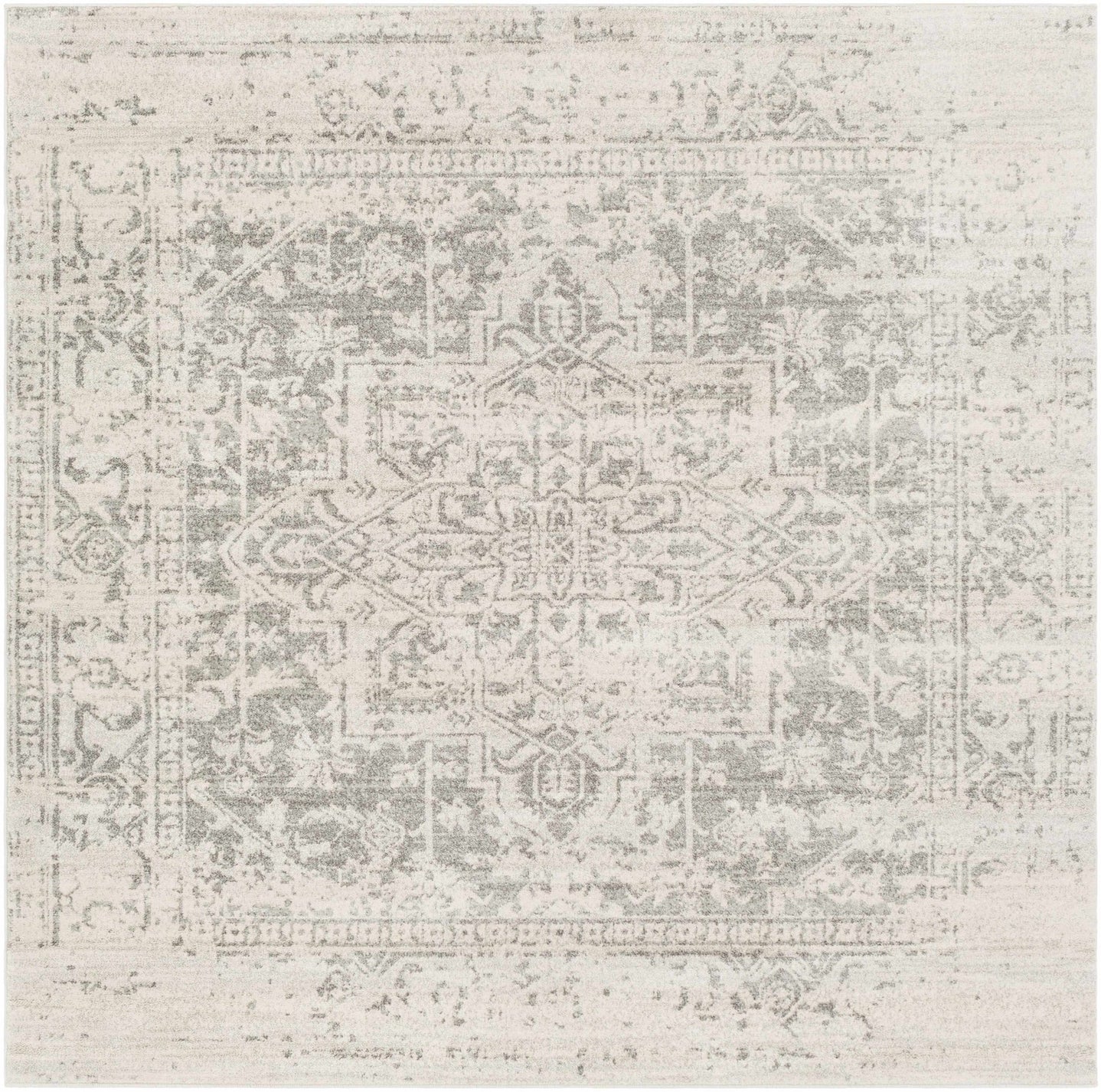 Traditional Heriz Design Gray and Beige Medallion Area Rug - The Rug Decor