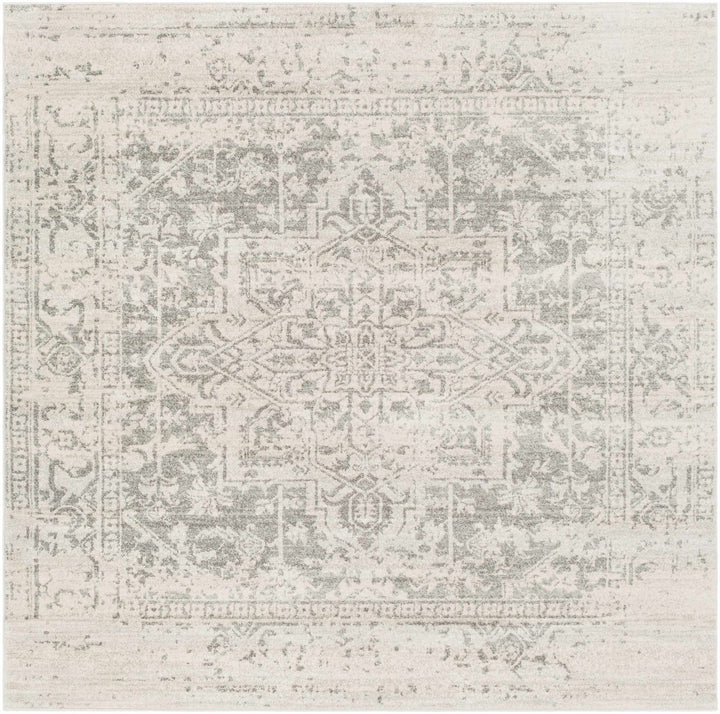 Traditional Heriz Design Gray and Beige Medallion Area Rug - The Rug Decor