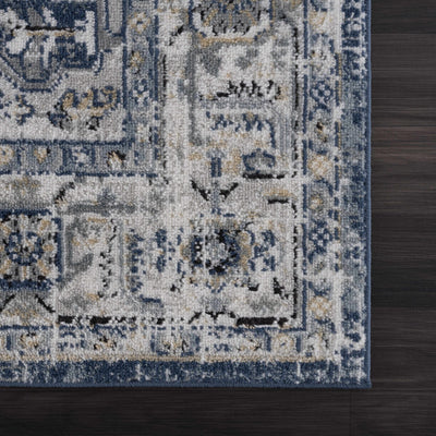 Traditional Heriz Medallion Design Blue, Ivory and Gray Medium Pile Area Rug - The Rug Decor