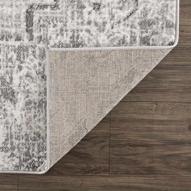 Traditional Heriz Medallion Design Silver, Gray and Charcoal Jute Backing Area Rug - The Rug Decor