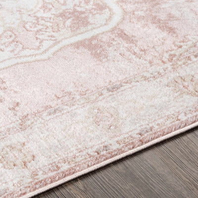 Traditional Heriz Peach Pink and Ivory Medallion Medium Pile Area Rug - The Rug Decor