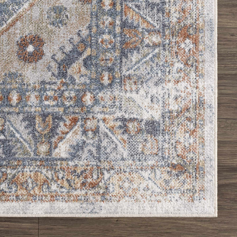 Traditional Ivory, Charcoal and Camel Vintage Style Machine Washable Area Rug - The Rug Decor