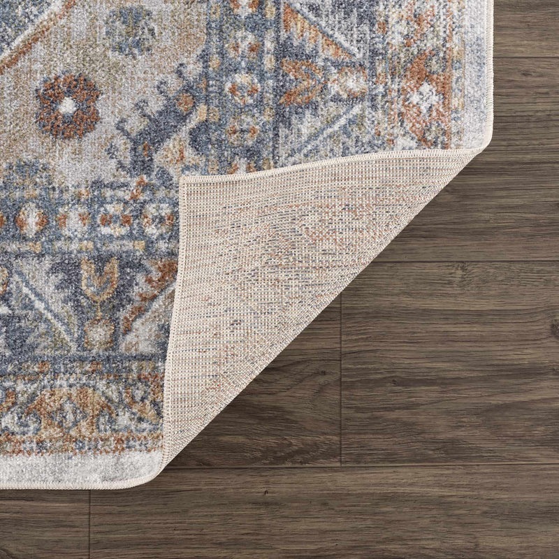 Traditional Ivory, Charcoal and Camel Vintage Style Machine Washable Area Rug - The Rug Decor